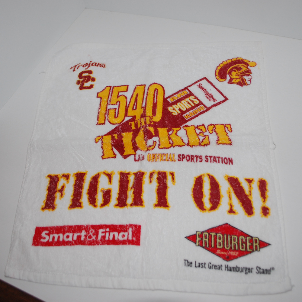 Rare Vintage Southern California USC Trojans Fatburger 1540 The Ticket Fan Towel